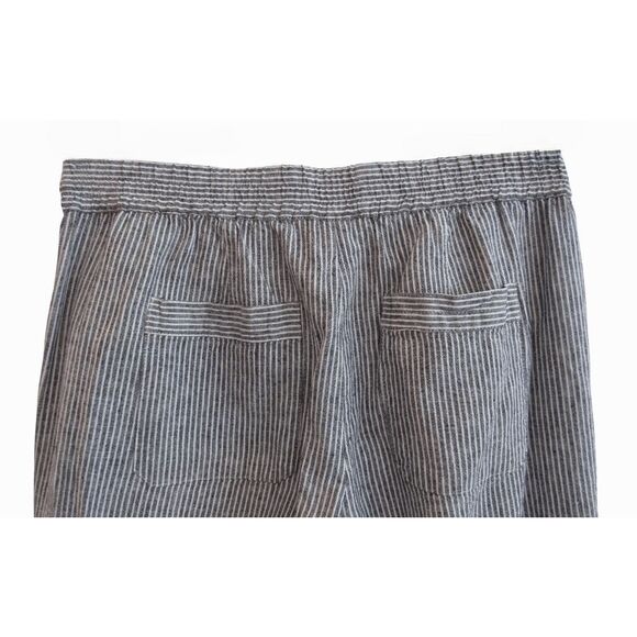 Talbots Pants Linen Blend Gray & White Ticking Striped Wide Leg Ankle 4 NEW - Picture 4 of 6